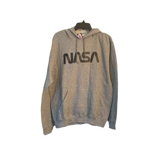 New with Tags Nasa Worm Logo Unisex Sweatshirt Hoodie in Gray Size Medium